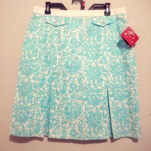 NWT VTG Oscar De La Renta Skirt Front Pleats Floral Spring '05 Bouquet SZ 12